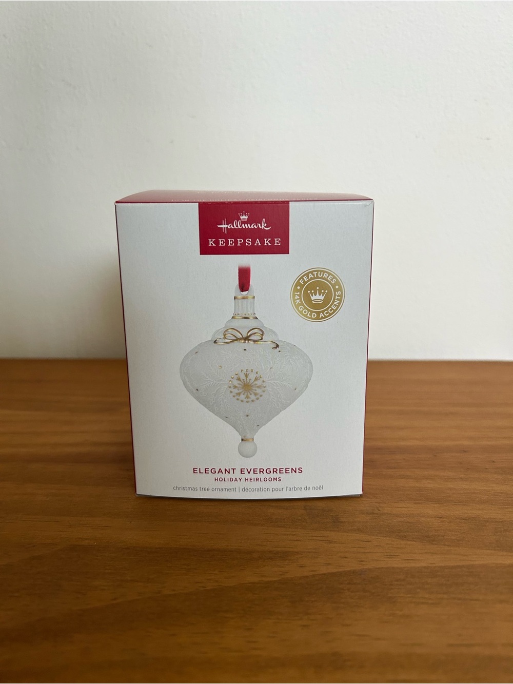 Hallmark White and Gold Elegant Evergreens Ornament